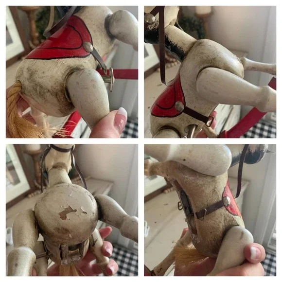 Vintage ‘79 ENESCO Christmas Wooden rocking horse music box - Picture 7 of 8